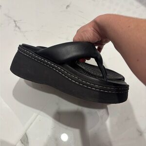 Miista Black Platform Thong Sandals - Women's Comfortable Slides